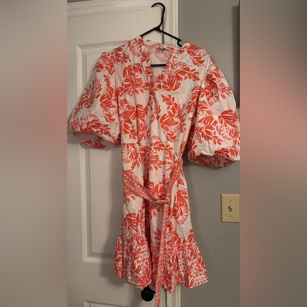 crown & ivy White and Orange Floral Mini Dress